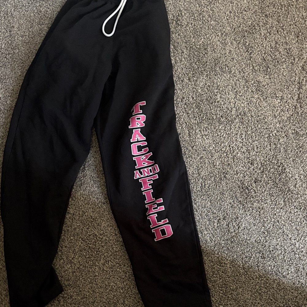 Port and Company Black and Pink Kids Sweatpants